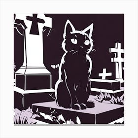 Cat In The Graveyard Canvas Print