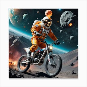 Astronaut Riding A Bike In Space 1 Canvas Print