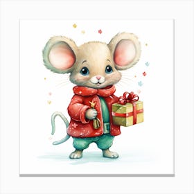 Cute Mouse With Gift 2 Canvas Print