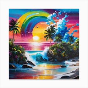 Rainbow On The Beach Canvas Print