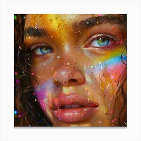 Girl With A Rainbow Face Canvas Print