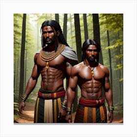 Two Indian Men In The Forest Canvas Print