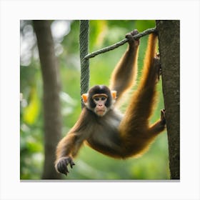 Monkey Hanging On A Rope 1 Canvas Print