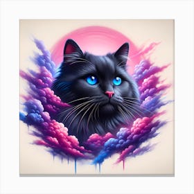 Black Cat With Blue Eyes Canvas Print