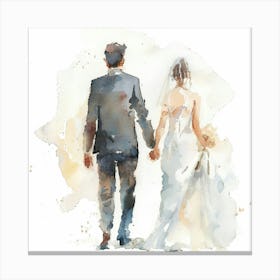 Watercolor Bride And Groom Holding Hands 1718370331 1 Canvas Print