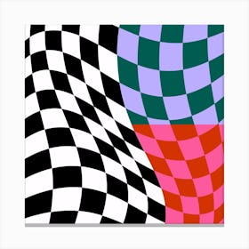 Warped Checker Mix Square Canvas Print