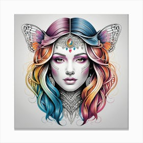 Rainbow Woman With Butterfly Wings Canvas Print