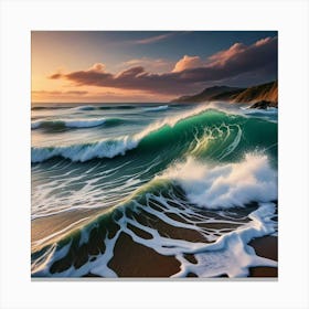 Ocean Waves At Sunset 1 Canvas Print