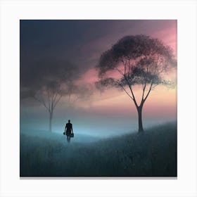 Man Walking In The Fog Canvas Print