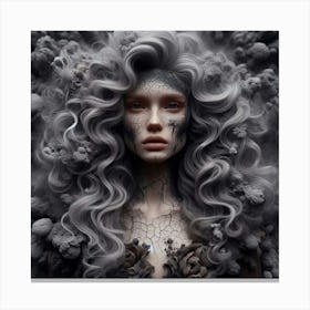 Young Woman With Long Curly Hair Canvas Print