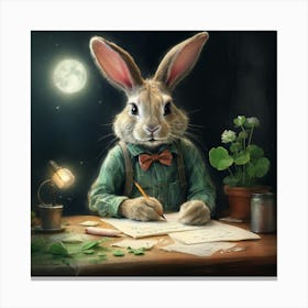 Rabbit Writing 3 Canvas Print