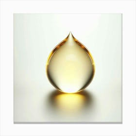 Golden Drop of Oil or Honey on a White Background with a Soft Shadow and a Smooth Surface Canvas Print