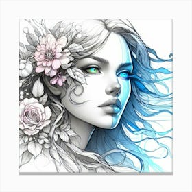 Girl With Blue Eyes 15 Canvas Print