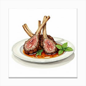 Lamb Chops On A Plate 1 Canvas Print