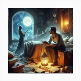 Night In The Bedroom Canvas Print