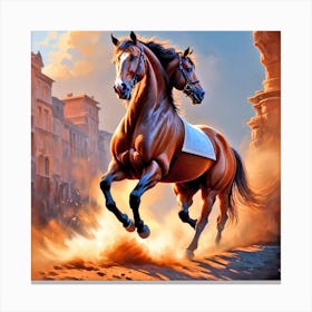 Horse Running In The Street 1 Canvas Print