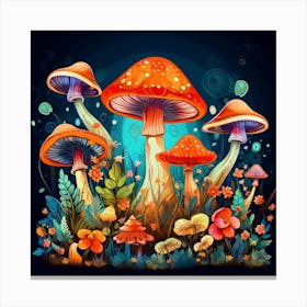 Mushrooms In The Forest 24 Canvas Print