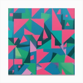 Vibrant Retro Geometric Shapes In Bright Blue Pink And 0 Canvas Print