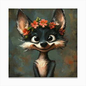 Fox In Flower Crown 7 Canvas Print