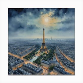 Paris At Night Parisian Charm Canvas Print