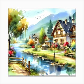 Watercolor Landscape Painting 6 Canvas Print