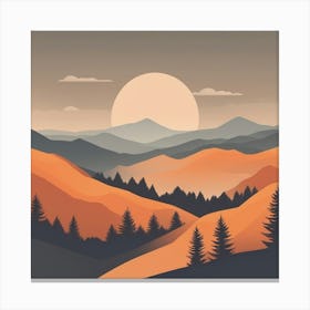 Misty mountains background in orange tone 14 Canvas Print