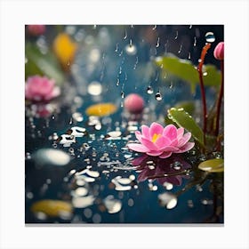 Lotus Flower In The Rain Canvas Print