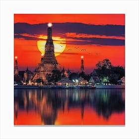 Bangkok Sunset Square Canvas Print