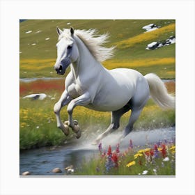 White Horse Running 1 Canvas Print