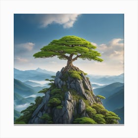 Tree On Top Of Mountain 8 Canvas Print