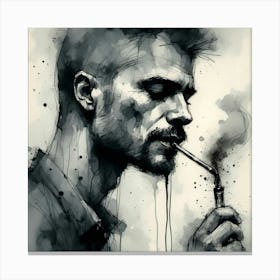 Man Enjoying A Tobacco Pipe Canvas Print