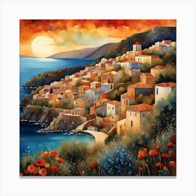 Sunset In Greece Canvas Print