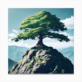 Tree On Top Of Mountain 1 Canvas Print