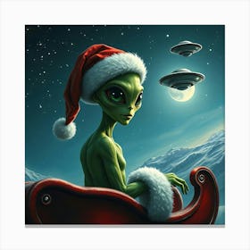 Alien Santa with Ufos Canvas Print