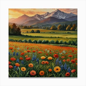 Wildflowers At Sunset 4 Canvas Print