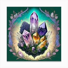 Crystals And Flowers Canvas Print