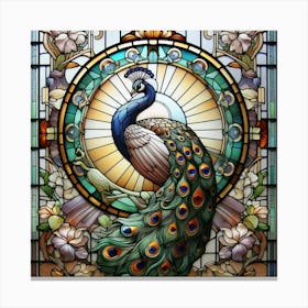 Peacock Stained Glass 7 Canvas Print