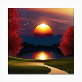 Sunset Over The Lake 19 Canvas Print