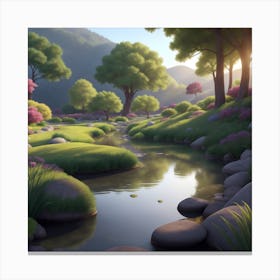 Stream In The Forest Canvas Print