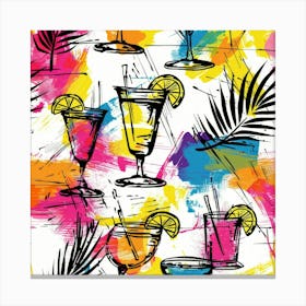 Seamless Pattern With Colorful Drinks 2 Canvas Print