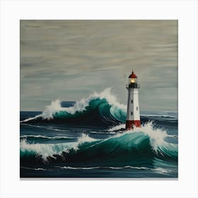 Lighthouse In The Ocean Canvas Print