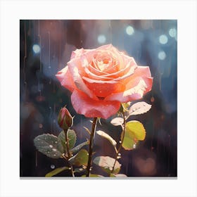 Rose In The Rain Canvas Print