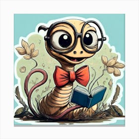 Worm Reading A Book Canvas Print