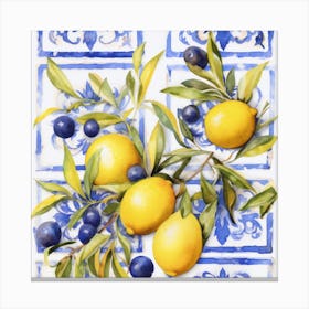 Lemons And Blueberries Canvas Print