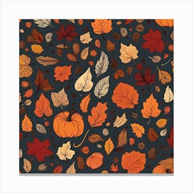 Autumn Leaves Seamless Pattern 3 Canvas Print