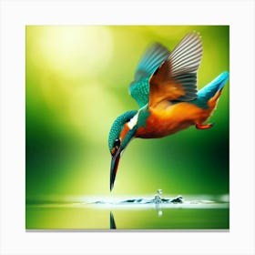 Kingfisher Flying Over Water Canvas Print