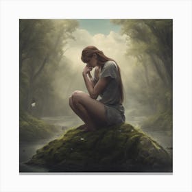 Girl In A Forest Canvas Print