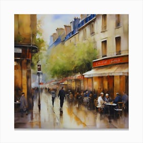 Paris Cafes.City of Paris. Cafes. Passersby, sidewalks. Oil colours.12 Canvas Print