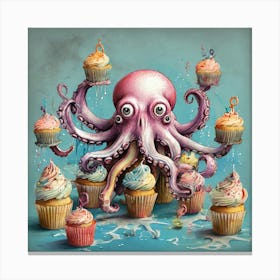 Octopus With Cupcakes 2 Canvas Print