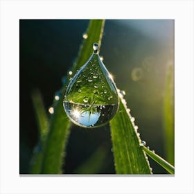 Water Drop On Grass Canvas Print